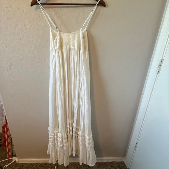 Free People FP One Dress Size S White Santorini Gauze Maxi Tiered Smocked - Picture 4 of 7